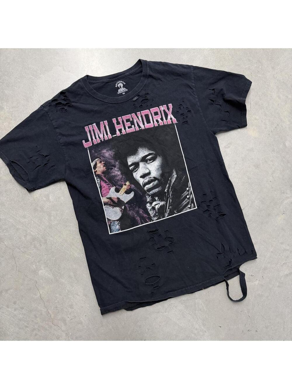 2019 Jimi Hendrix Graphic Band T Shirt Distressed Rock Music Tee Men's Medium